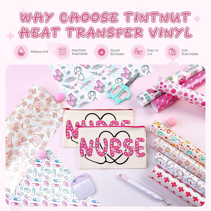 Tintnut Medical Stethoscope Patterned Heat Transfer Vinyl - 10 Sheets 12" x10 Hospital Nurse HTV Iron on Vinyl for DIY Fabrics - Image 3